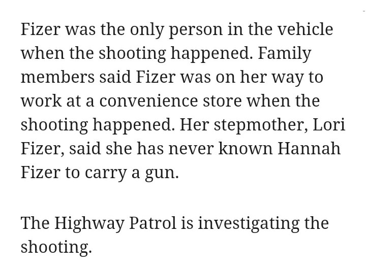 PJAxemurderer's tweet photo. Her name was Hannah Fizer. She was 25 years old and recently promoted to manager at the gas station she worked at. She was pulled over on her way to work last night for unknown reasons and executed for being "noncompliant." The deputy who murdered her claims she threatened him. https://t.co/wgJuqKnUCy