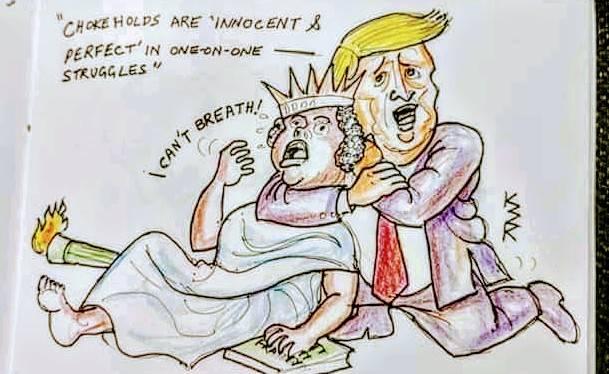 'Choke holds are 'innocent & perfect' in one-on-one struggles' #Trump on #BlackLivesMatter #cartoon