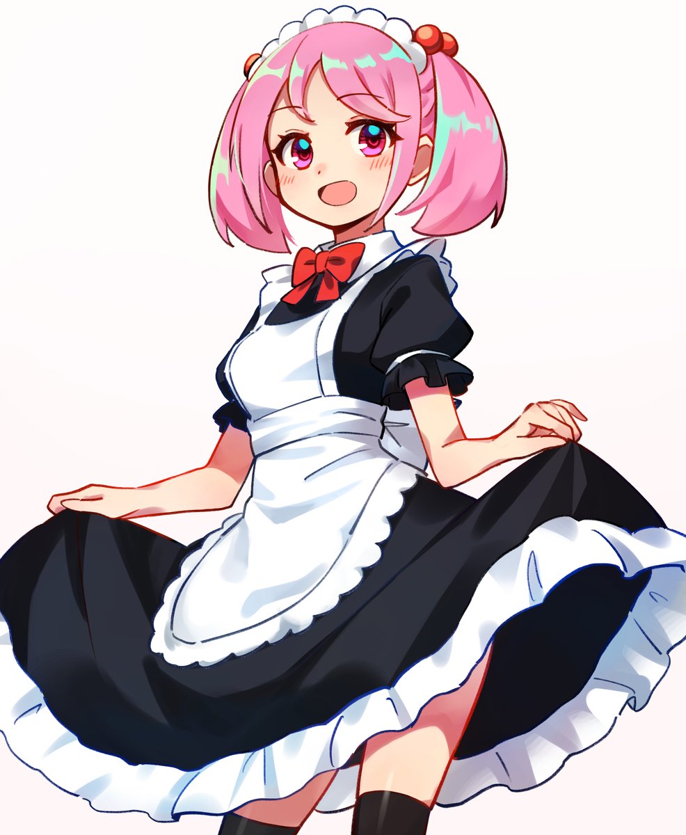 sazanami (kancolle) 1girl solo pink hair maid twintails apron maid headdress  illustration images