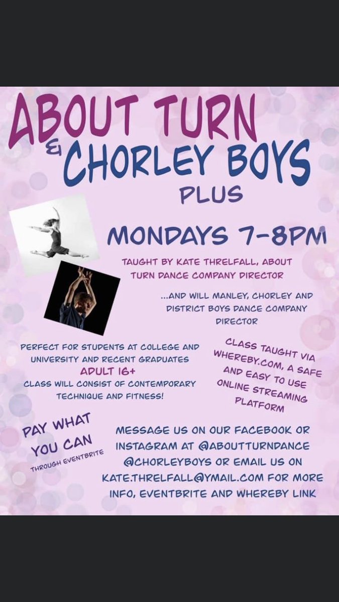 Our classes today....

Company class 11-19 years today 4-5pm

About Turn &amp; Chorley boys plus 16+ today 7-8pm

NEW AND PREVIOUS MEMBERS WELCOME 

MESSAGE US TO RESERVE YOUR PLACE