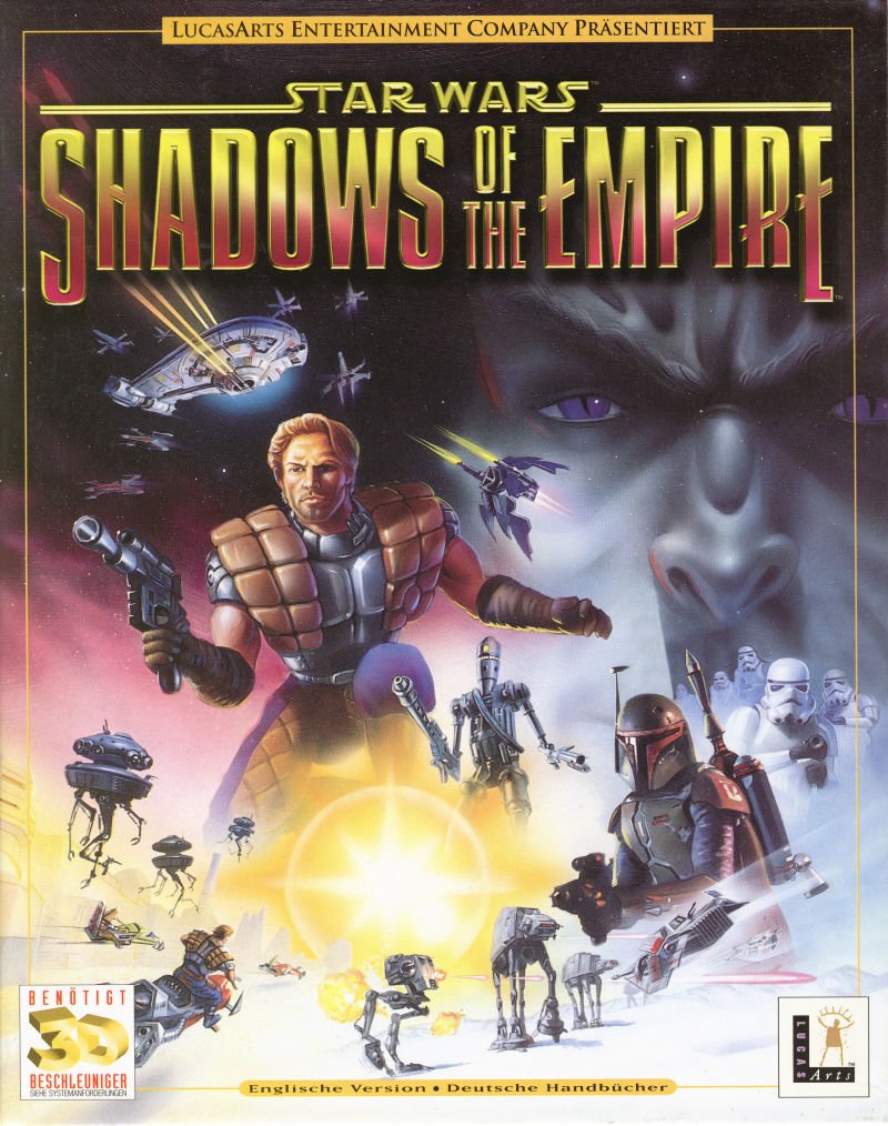1996Star Wars: Shadows of the Empire (PC/N64) by LucasArts, our dear multimedia project (game, book, comics, etc) with the shoulder pads guy. 