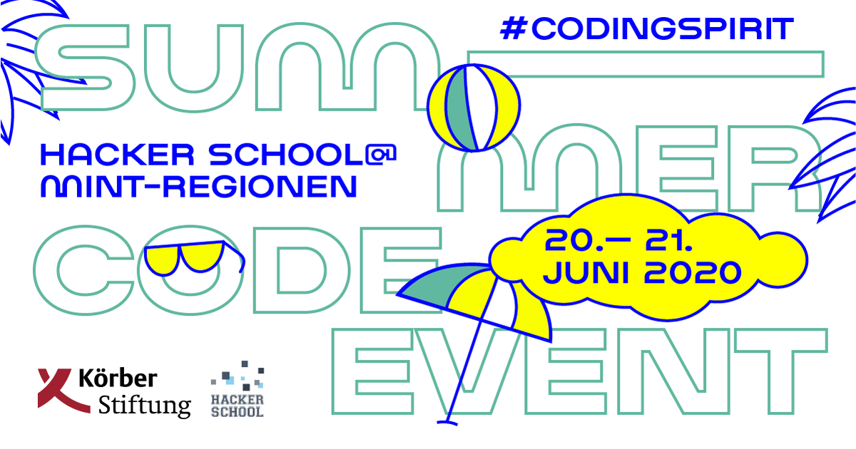 zdiNRW's tweet photo. 👉Starke Partner*innen gesucht👈
Die @KoerberEdu Stiftung sucht nach Kooperationspartner*innen für ihr Coding-Event.
Summer Code Event💻
Hacker-Wochenende der MINT-Regionen
20.-21. Juni 2020
Alle Infos gibt es hier: https://t.co/530h3AFpLU
#codingspirit #it #zdiNRW #science #mint https://t.co/9zQi8UyOcr