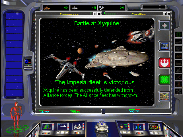 1998Star Wars: Rebellion (PC) by Coolhand Interactive/LucasArts.A great but dense strategy game, I still play it. And there was a (bad) Tactical interface.