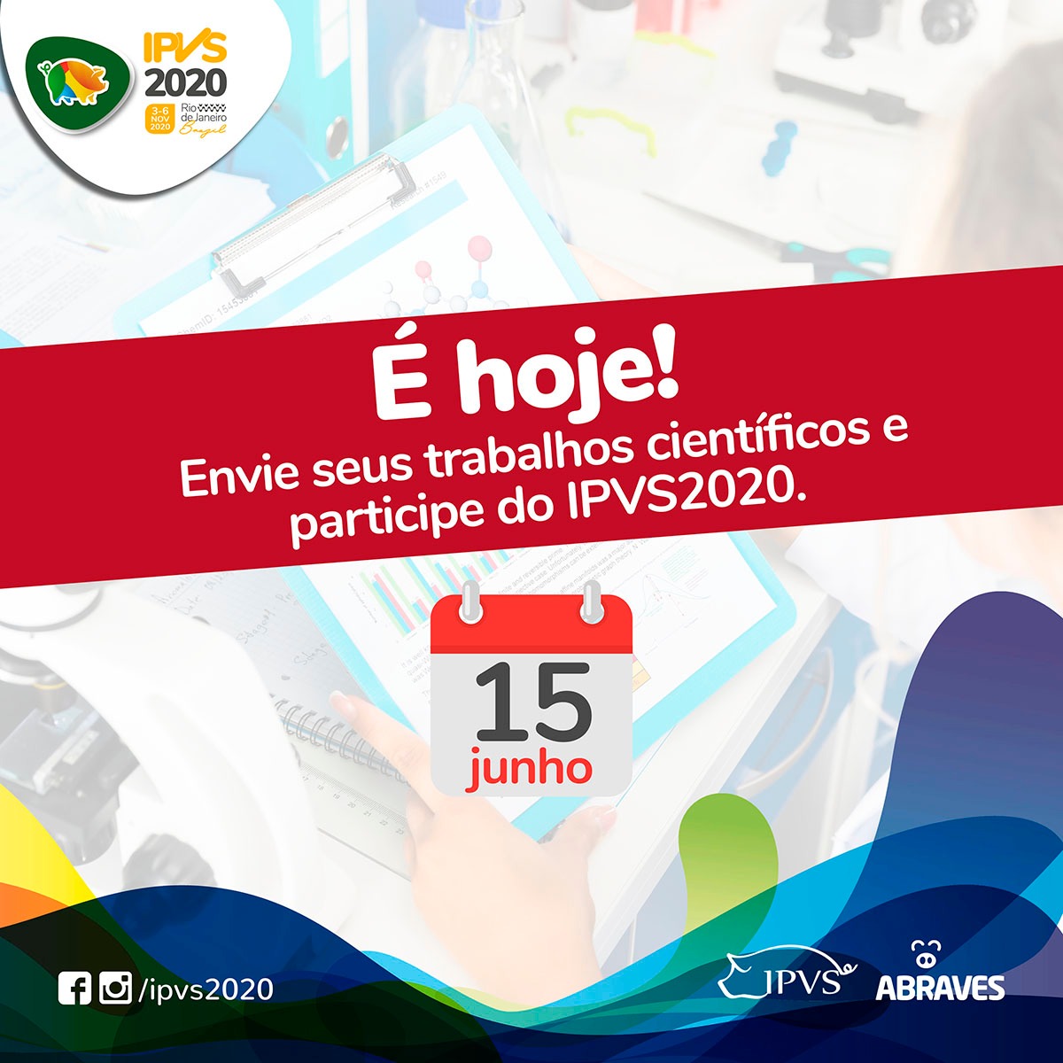 ipvs2022's tweet image. Hoje é o último dia para enviar os trabalhos científicos.
Não perca a chance de participar do IPVS2020 e apresentar seu trabalho científico.
Envie pelo site até hoje!