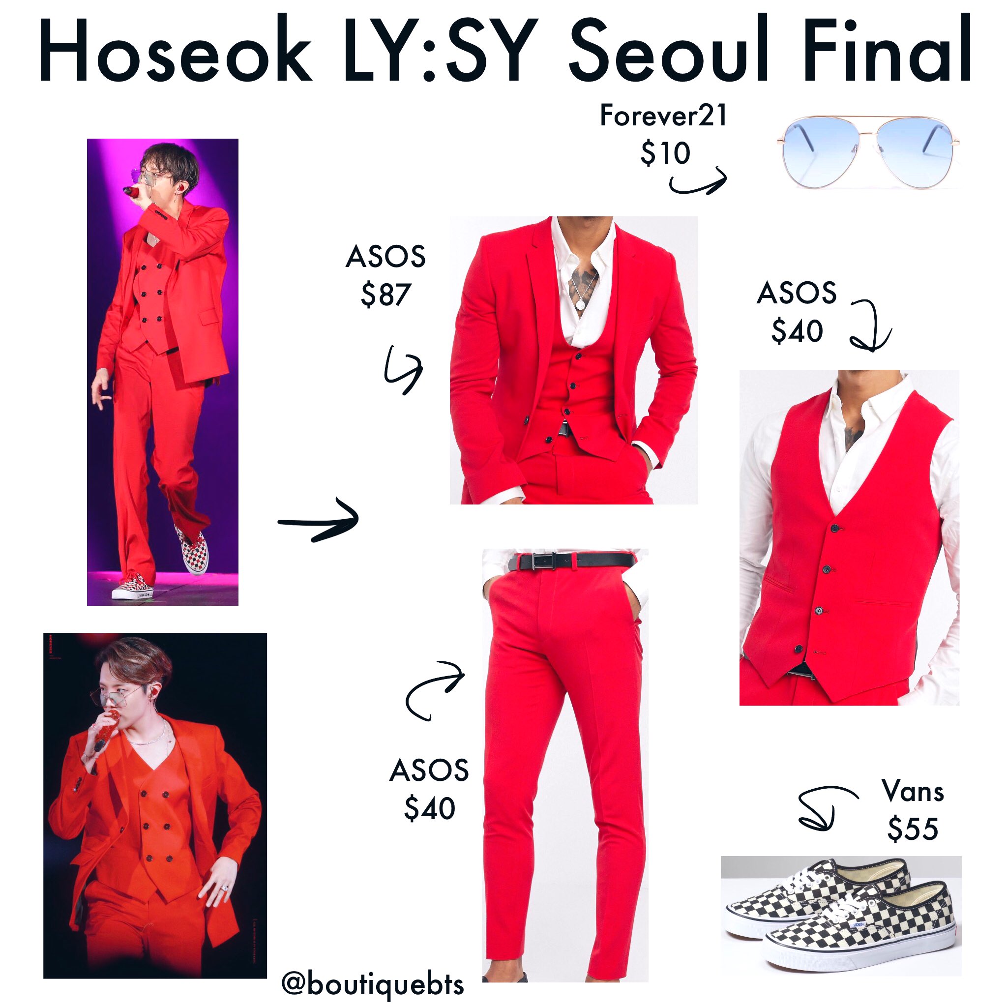 X 上的Bangtan Boutique ⁷：「LY:SY Seoul Final - #JHOPE “Just Dance” iconic red  three piece suit #bts #btscloset #btsfashion #btsstyle #jhopecloset  #Jhopefashion #jhopestyle #hoseokcloset #hoseokfashion   / X