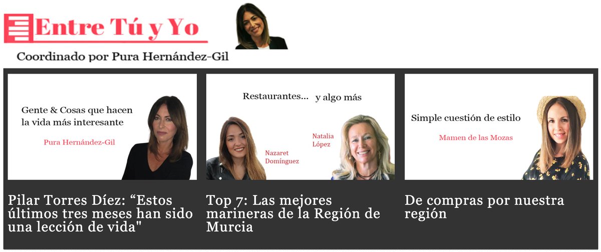murciaeconomia's tweet photo. #EntreTúyYo Récord en visitas en los artículos más leídos de la semana pasada. Gracias a @PuraHernandezG1, @mamenchustrendy, @verdektk y a @NataliaLpezcat1 por vuestros fantásticos reportajes y a nuestros lectores por hacerlo fácil. Clic si te lo perdiste:
https://t.co/PU52kzTQSc https://t.co/aOUgG9CyVu