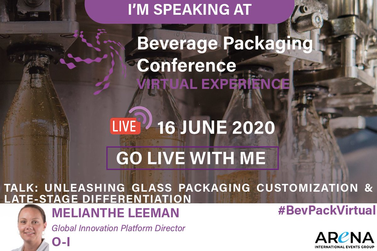 Join O-I's Melianthe Leeman as she speaks at the Beverage Packaging Virtual Conference, tomorrow at 10:10am BST (June 16). Learn more about glass packaging customization &amp; late-stage differentiation and the role of digital printing in transforming glass packaging. #BevPackVirtual