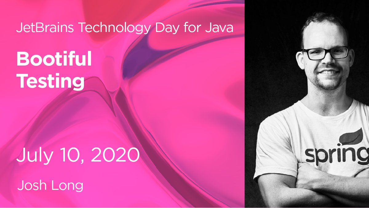 intellijidea's tweet image. Starting today, we'll be introducing our JetBrains Technology Day for Java speakers and talks! First up:
🎙Bootiful Testing, by @starbuxman
🗓 July 10, 10am - 11am CEST / 8am - 9am GMT
🎟 Details and registration: jb.gg/TechDayforJava
#JetBrainsLovesJava #JBTechDayforJava