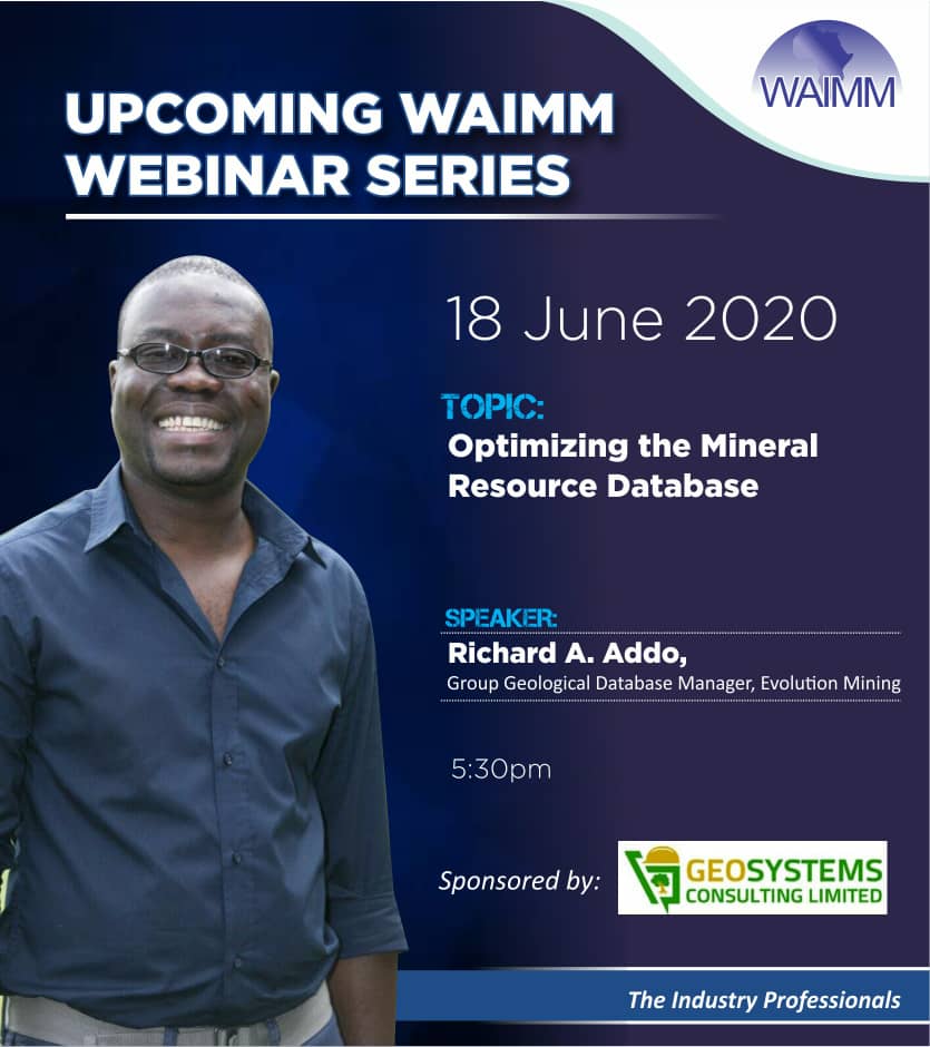 Waimmp's tweet photo. Hi there, 

You are invited to a WAIMM webinar on Zoom. 
Date: Jun 18, 2020 05:00 PM Universal Time UTC
Topic: Optimizing the Mineral Resource Database 

Register in advance for this webinar:
https://t.co/Kr2xqSUV13 

Meet you on 18th June for more knowledge transfer. https://t.co/BhvsKwuJry