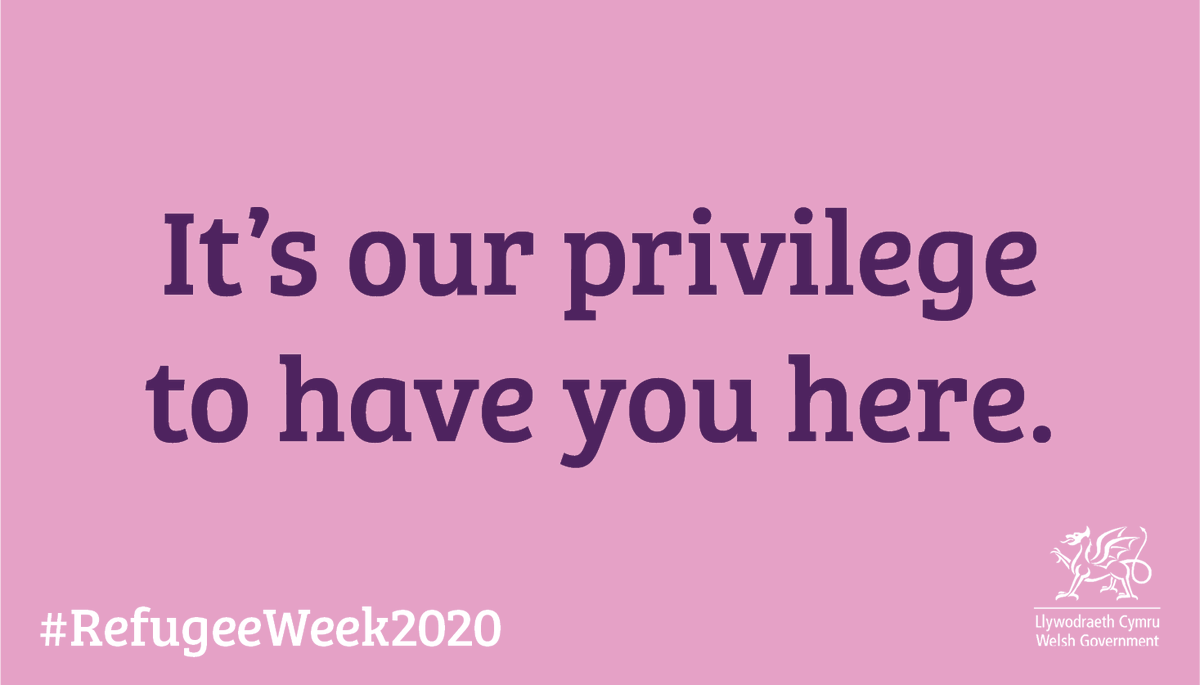 In Wales we keep a welcome in the hillside. We’re proud to be working on becoming a Nation of Sanctuary for those fleeing war and persecution. To all refugees/asylum-seekers in Wales: You're seen, you're heard, and it's our privilege to have you. @RefugeeWeek #RefugeeWeek2020