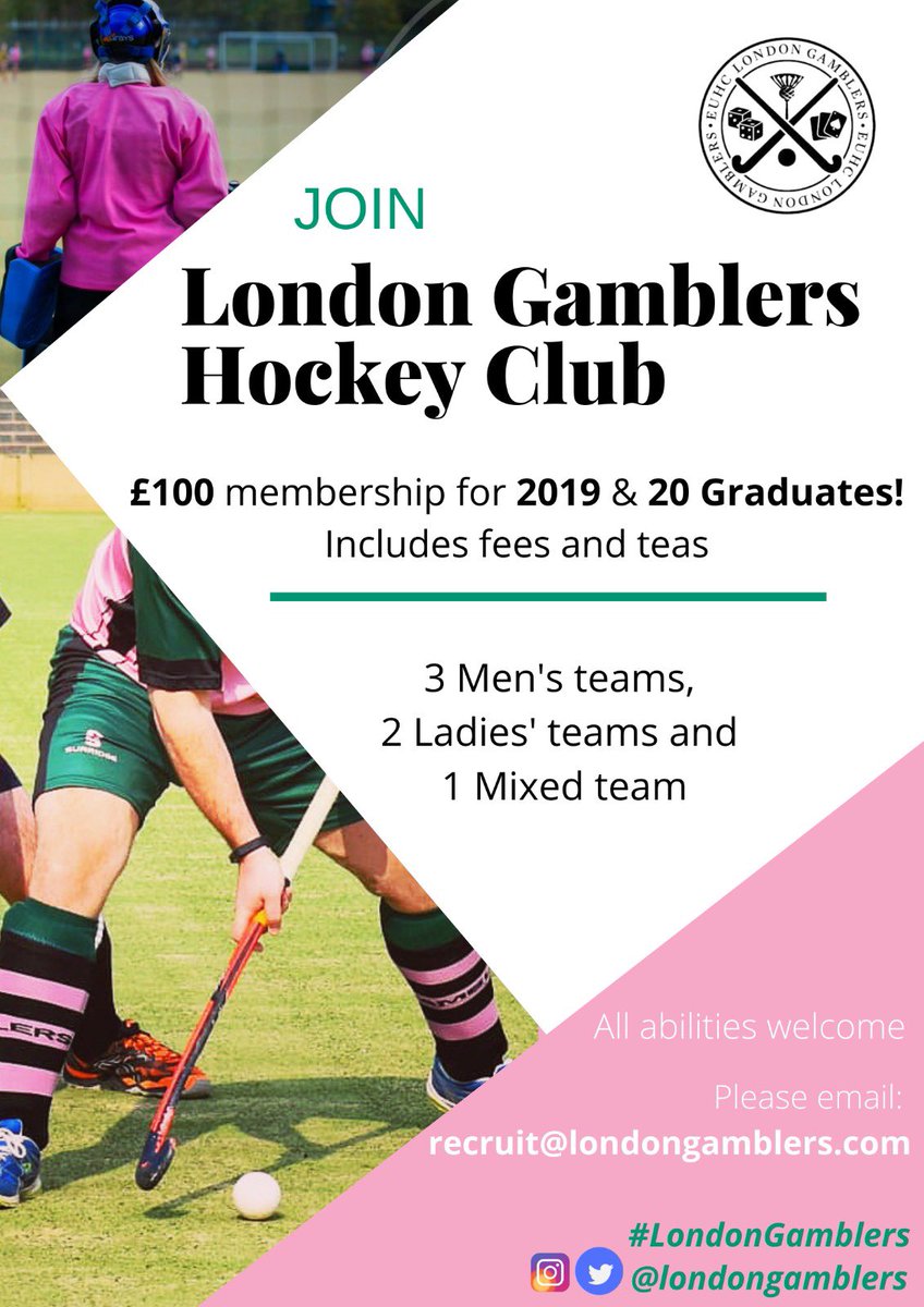 Calling all 2019 &amp; 20 graduates - Come and join the best hockey club in South London at reduced membership! Includes all match fees and teas!🏑🍾🏆 #londongamblers #hockey #hockeyclub #southlondon