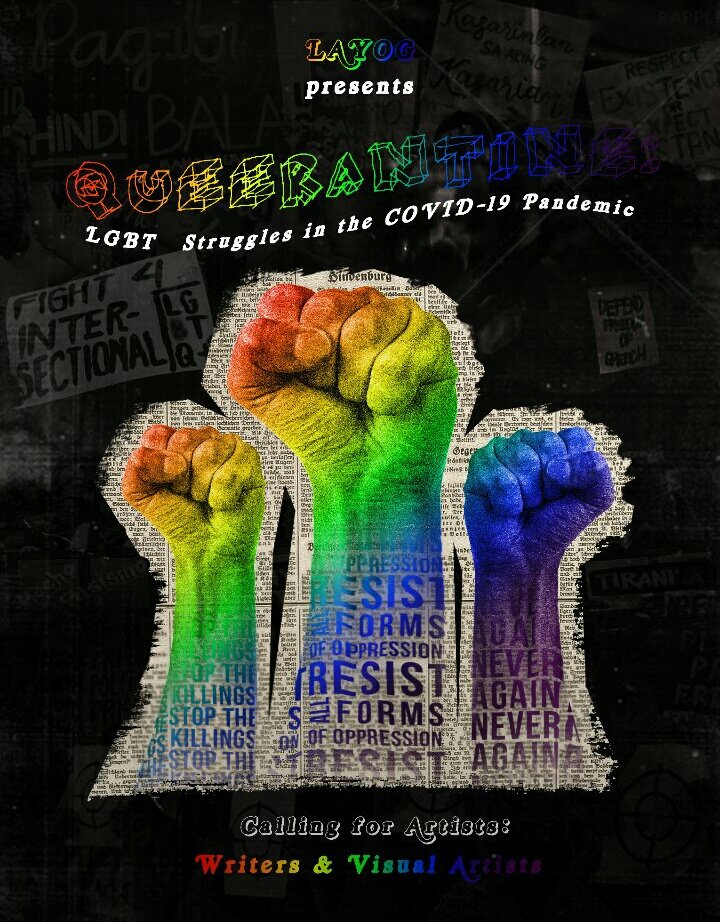 LAYOG x Bahaghari Bicol | Pride Month

Queerantine 2020 (Lockdown Series)
'Ang Pride ay isang Protesta'

#Pride2020
#ResistAsOne
#Queerantine2020
#TayoAngLunas🌈
#AngPrideAyProtesta
#AngPrideAyPaglaban

BASAHIN ANG BUONG DETALYE: 
m.facebook.com/story.php?stor…