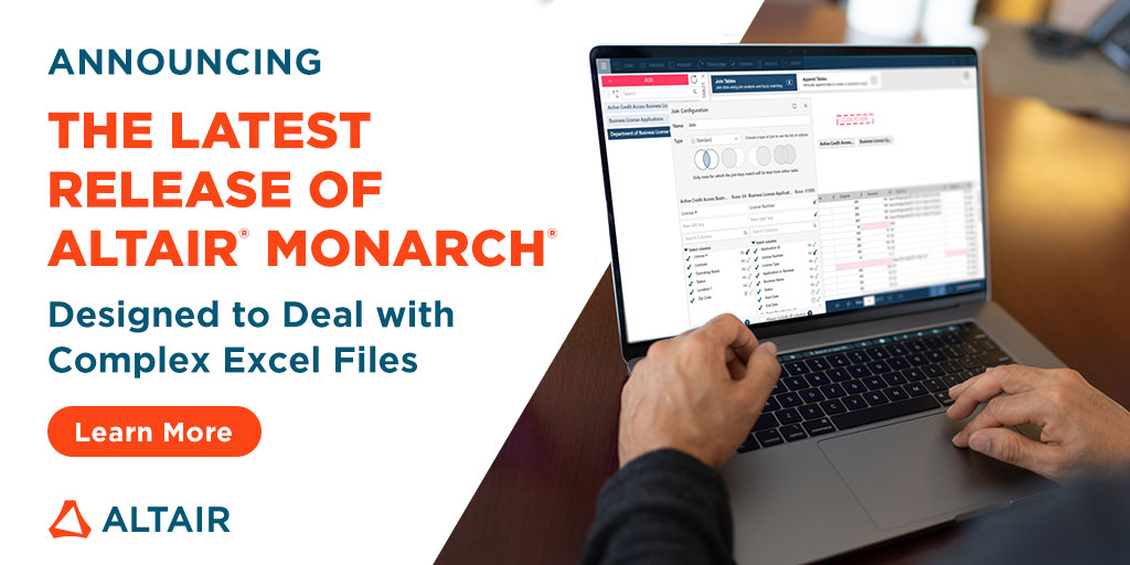 Altair_Inc's tweet image. Today marks 30 years since the launch of Altair Monarch. We&apos;re celebrating this milestone with a major new release of this intuitive and proven data preparation solution. Learn more: altair.com/monarch/ #dataprep #dataanalytics