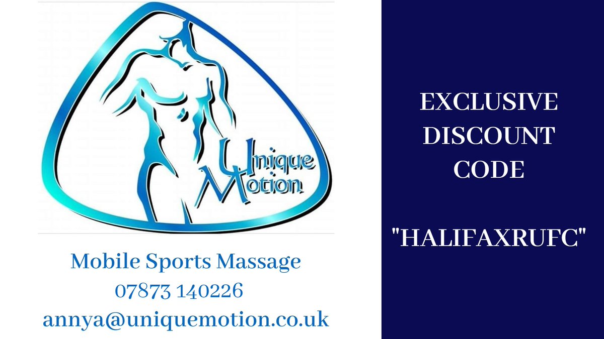 💆 Unique Motion - Sports Massage 💆 Annya has been given the go ahead to open on 6th July and is now taking bookings. 💰Quote “Halifax RUFC” when you book in to receive a discount of £5 off home visits or £10 off visits to Annyas studio.💰