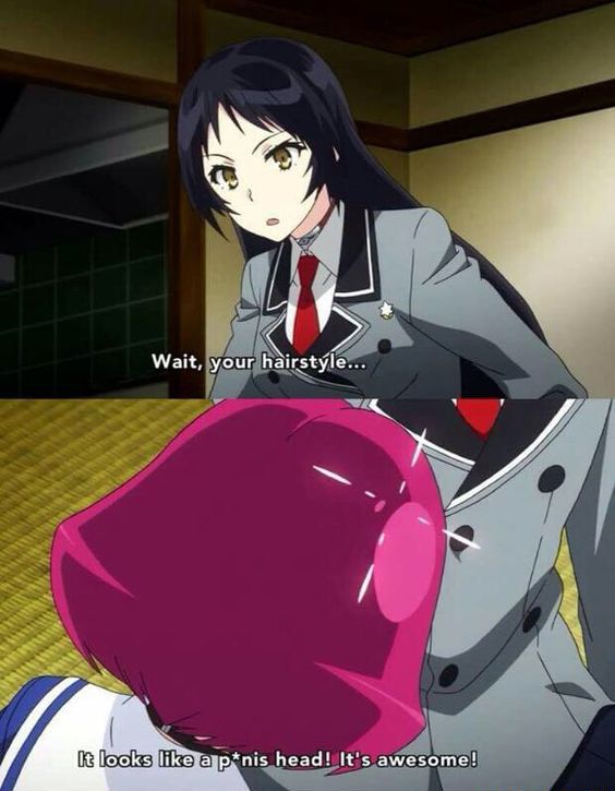 When you can't get your haircut due to the virus and it ends up looking like a penis head. Anime is Shimoneta. It's fun to browse the top ero products by Tamatoys,
