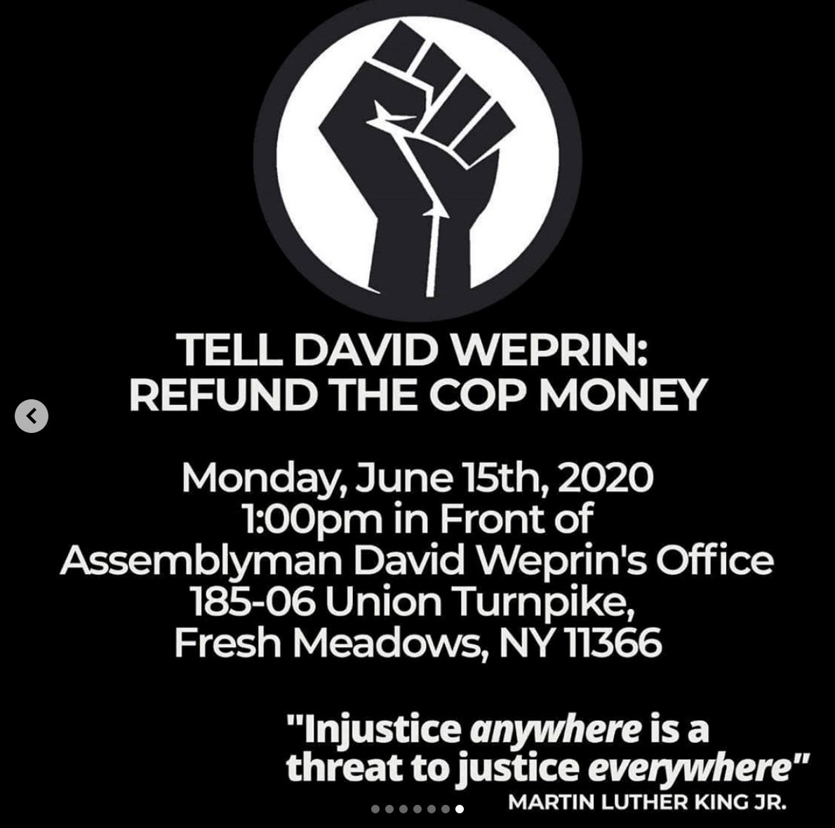 chaoticcoochie's tweet photo. QUEENS, NY:
Tell David Weprin: Refund the Cop Money
Monday, June 15th @ 1pm
In front of Assemblyman David Weprin’s Office (185-06 Union Turnpike, Fresh Meadows)
#nycprotests #nyc #protestnyc #blmnyc #queensprotest https://t.co/EkAU6Kz3rW