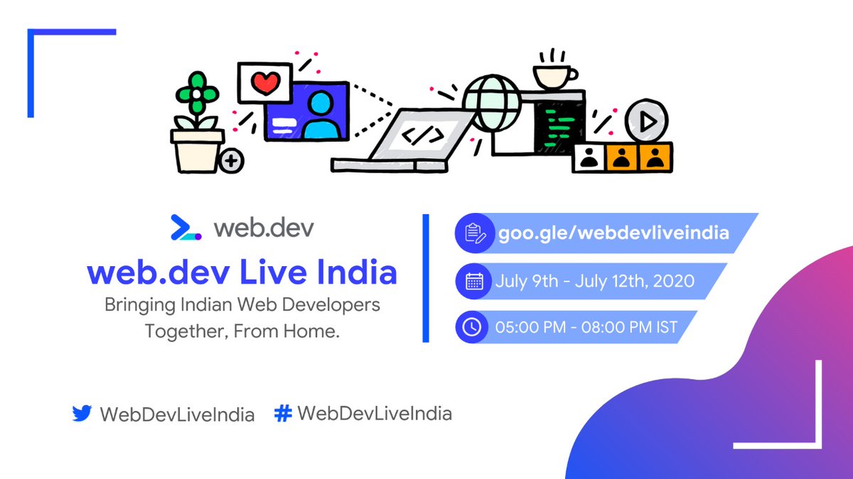 SantoshYadavDev's tweet image. 📢[Registration open for #WebDevLiveIndia] 

Inviting developers &amp;amp; tech enthusiasts to attend the 4-day event on different themes and meet some amazing tech experts from July 9th to July 12th, 2020.

Register here: goo.gle/webdevliveindia

#WebDevLive #WebDevs