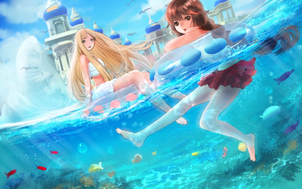 こもりひっき 幻想少女絵 Twitterren 夏の海 南国の海をイメージして描きました イラスト イラスト基地 オリキャラ 芸術同盟 イラストの森 少女 海 Illustlation 背景イラスト