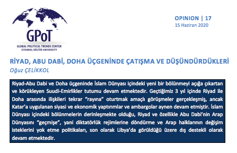 Opinion | Oğuz Çelikkol (<a href="/OguzCelikkol/">Oğuz Çelikkol</a>)

📌 Geçtiğimiz üç yıl içinde Riyad ile Doha arasındaki ilişkileri tekrar "rayına" oturtmak amaçlı görüşmeler gerçekleşmiş, ancak Katar'a uygulanan siyasi ve ekonomik yaptırımlar ve ambargolar aynen devam etmiştir.

gpotcenter.org/sites/default/…