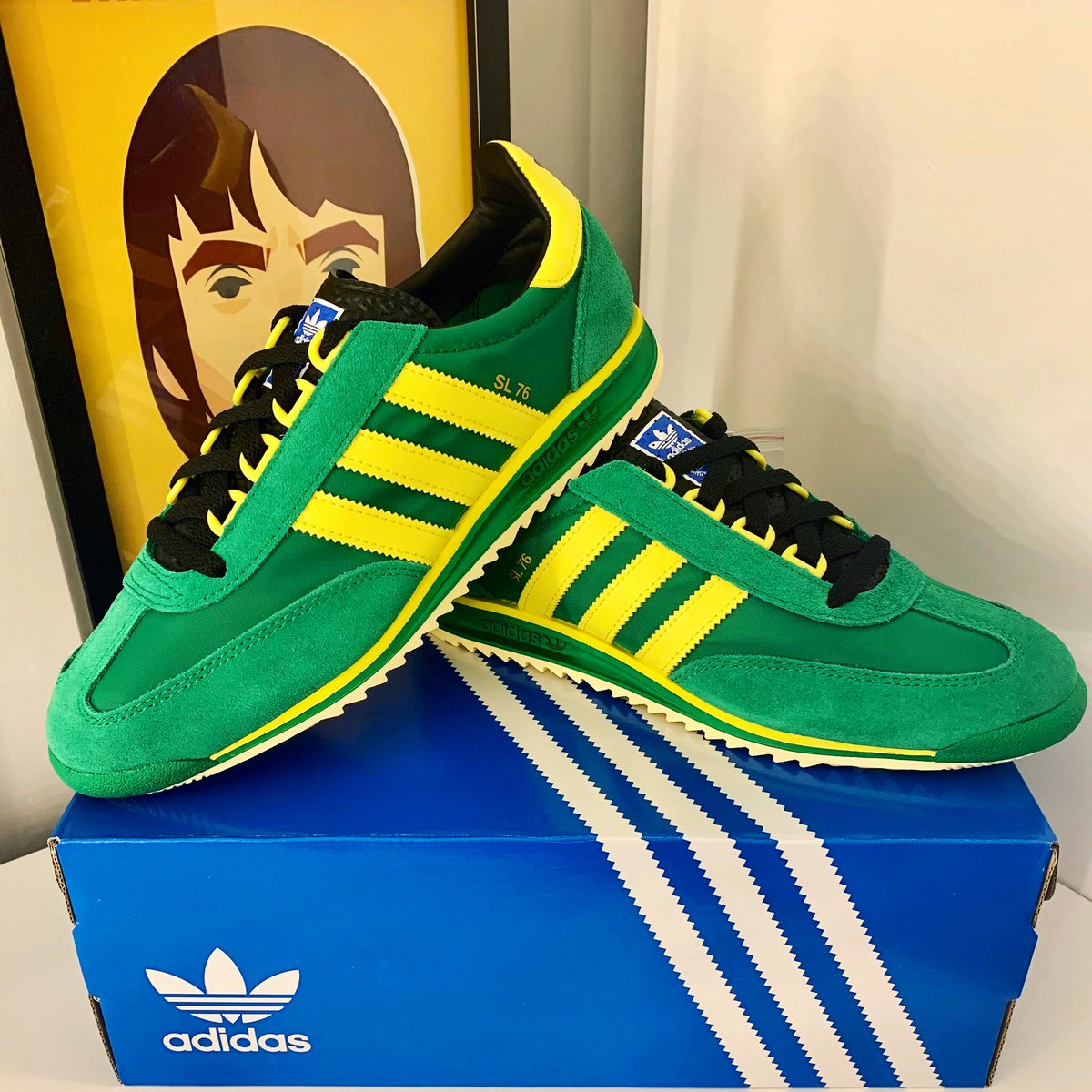 Oh hello 💚💛 SL76’s /// 💚💛 #Adidas #adifam #adifamily #3stripelife #pandemicpurchase #AdidasSL76 #shareyourstripes