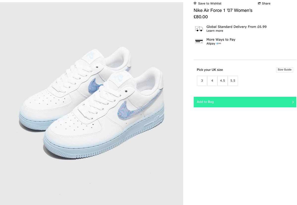 size women's air force 1