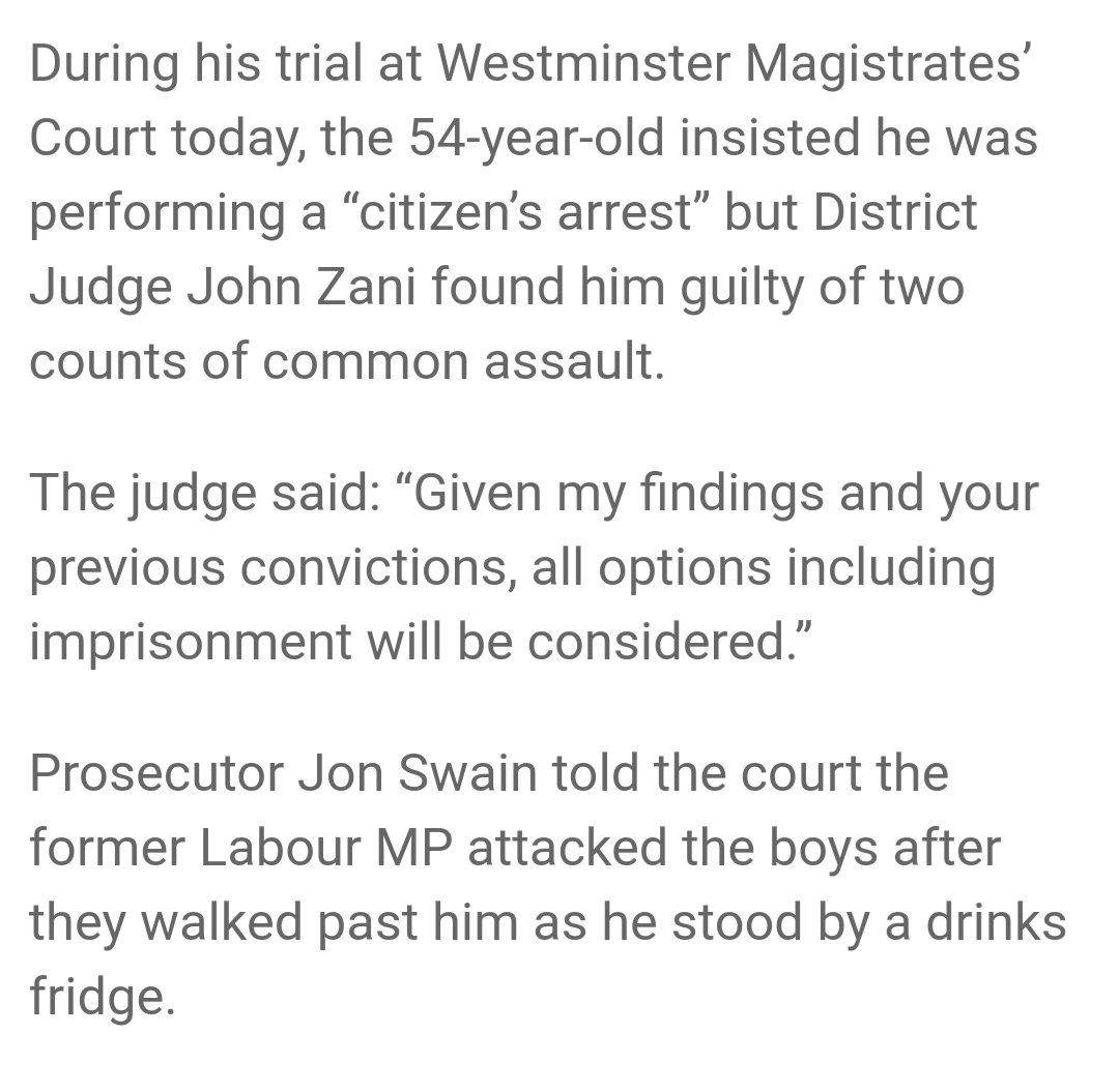 From citizen's arrest to common assault: What was Eric Joyce doing outside a drinks fridge? Waiting for Boris Johnson to come out?  https://www.theguardian.com/uk-news/2015/may/01/eric-jocye-attacked-two-boys-unprovoked-trial-hears-former-falkirk-mp-shop-london