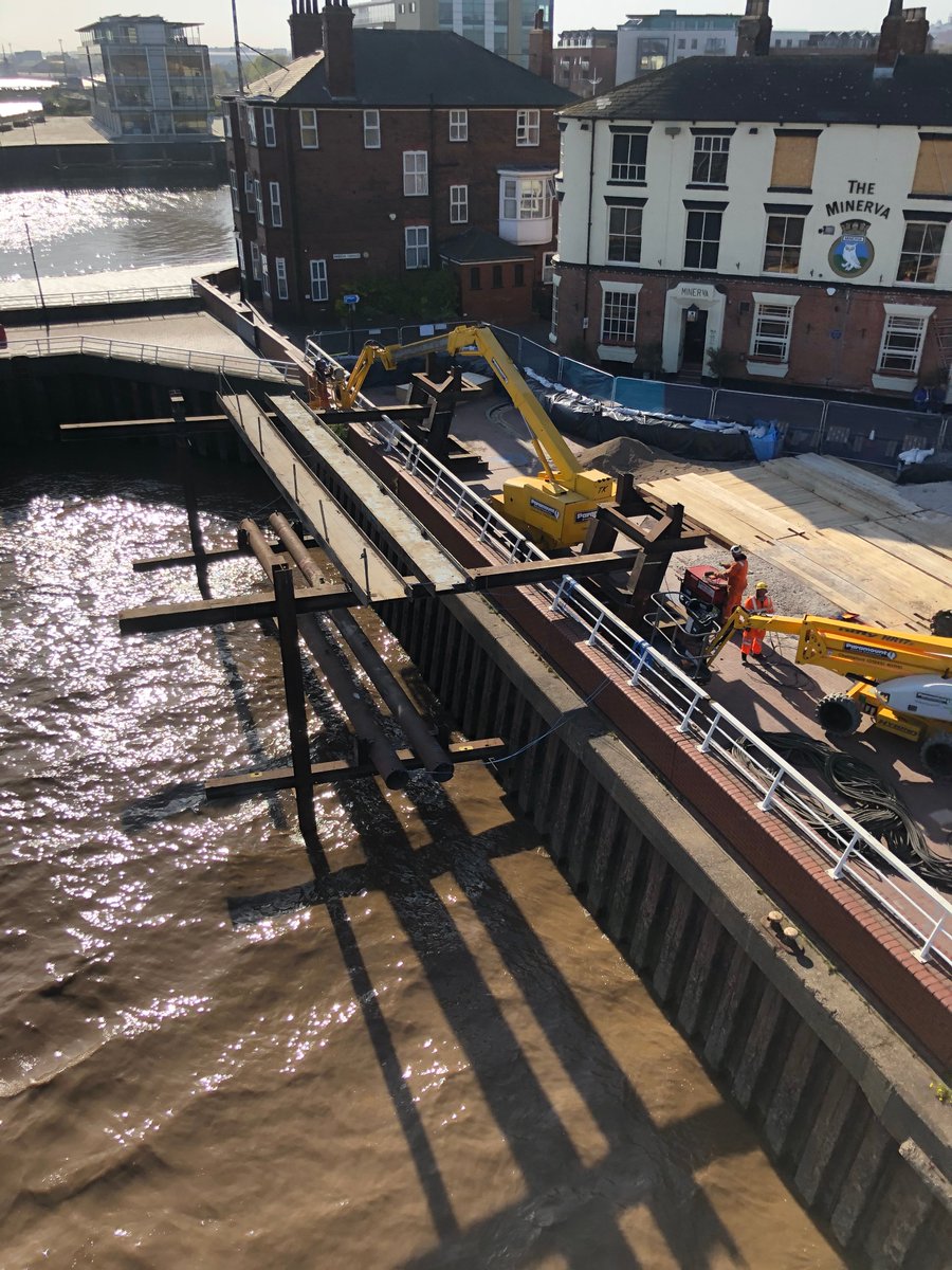 Installing the new retaining wall at Victoria Pier for BAM Construction, as part of the flood defence projects for the Environmental Agency