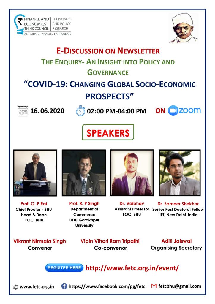 fetcbhu's tweet photo. Join us tomorrow!
6th issue of Newsletter will be launched tomorrow by following a E-Discussion. https://t.co/c59WS80V4a