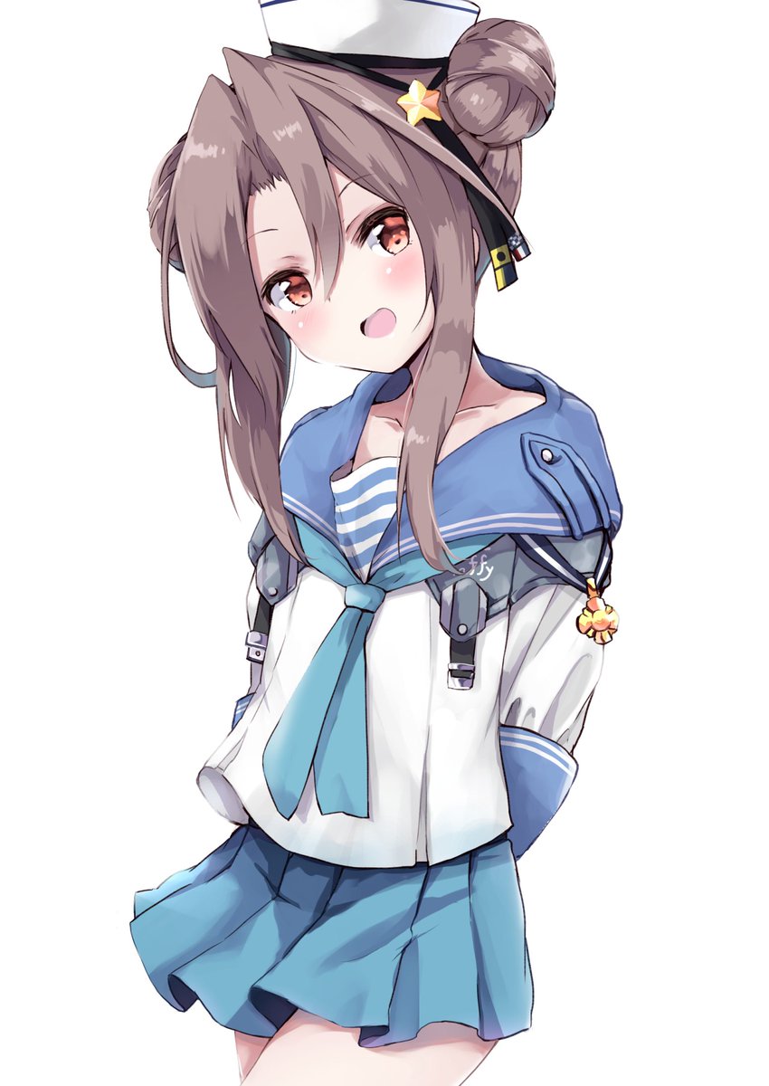 samuel b. roberts (kancolle) ,zuihou (kancolle) 1girl double bun hair bun cosplay solo school uniform hat  illustration images