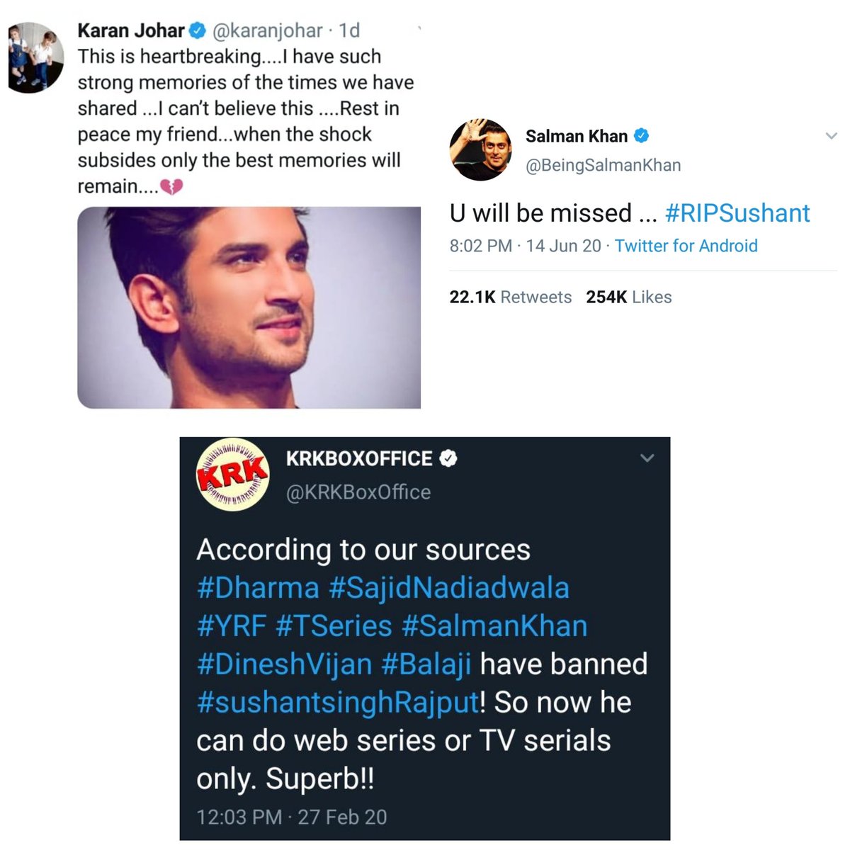 ayul_jain's tweet photo. #KaranJohar
#boycottbollywood
Hypocrisy at its best . 
Crocodile tears from @BeingSalmanKhan @karanjohar @DharmaMovies https://t.co/gD2L0xEew7