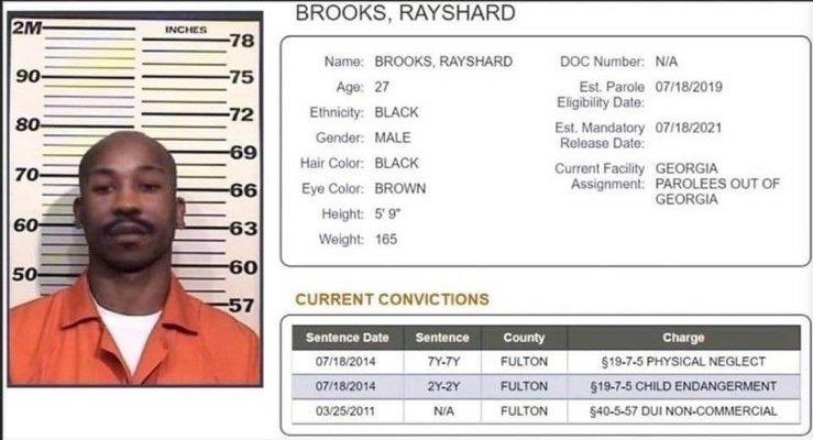 realJoelFischer's tweet photo. The media doesn't want you to know! 

Brooks was serving "7" Years in jail for beating his children, and was out on parole, drunk driving (a 2nd time) when he was killed by police for assaulting 2 officers &amp; Stealing a Weapon from a Officer &amp; Pointing a Weapon at a Officer. https://t.co/wDNFw09nSw
