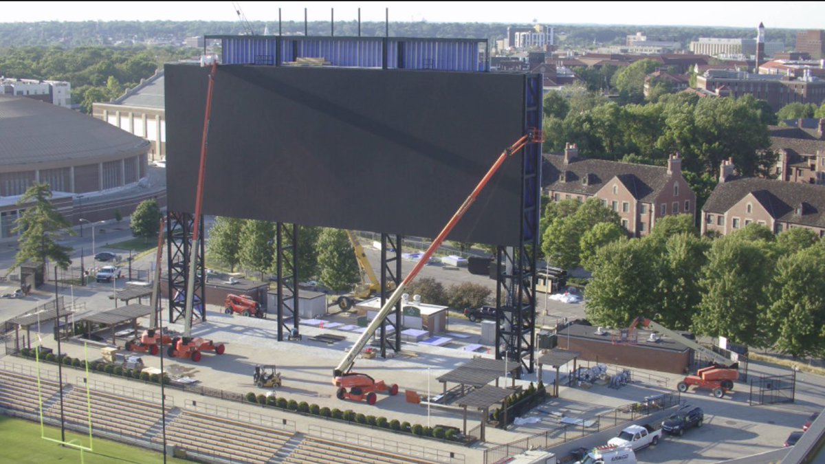 mstaudt1589's tweet photo. One of the better kept secrets around the Big Ten is that @PurdueSports will have the second-largest videoboard in college football. (Press box view this morning) https://t.co/QvH2bTiceL