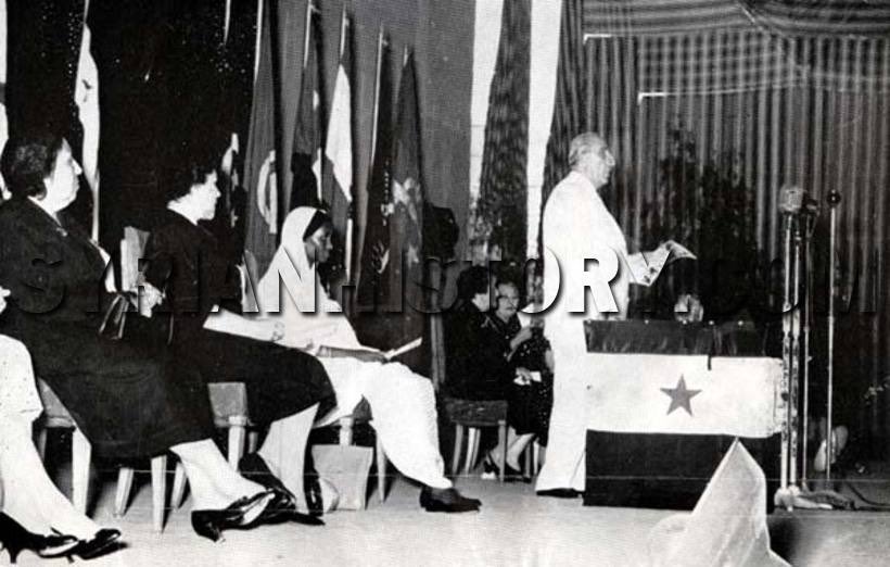 20) President Shukri al-Quwatli at the Women’s Union Conference in Damascus in 1957. #Syria  #Quwatli