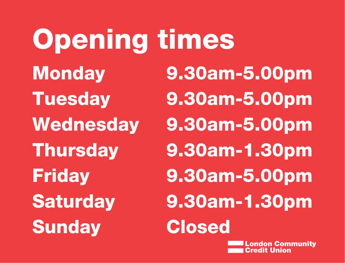 Our branches in #Hackney, #Poplar and #Stratford are open and we have restored full day opening. 

Pop-in  to the #creditunion if you want to inquire about joining, need an affordable loan or a current account to manage your money.