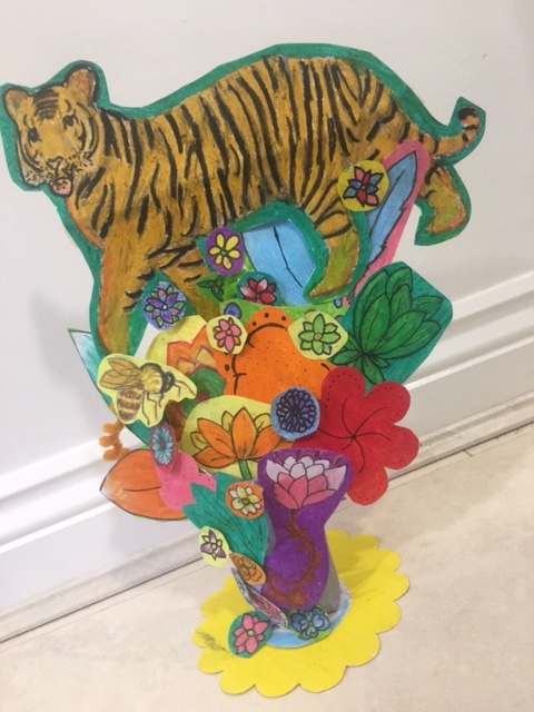 invictagrammar's tweet photo. Well done to Jemima in 8S who has made this colourful creation during her art lesson and in her own time. This is beautiful Jemima, thank you for sharing! #IsolateAndCreate #wildlife #art #StaySafe https://t.co/u6PziOXrvG