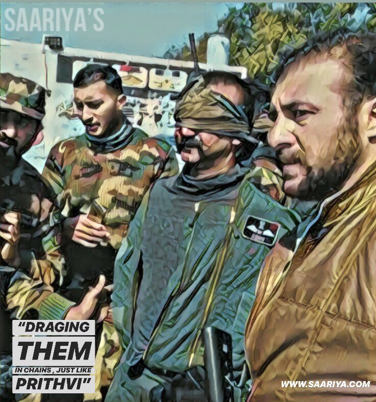 SAARIYAS's tweet photo. “Keeping up the Legacy of Dragging them in Chains | Just like we Dragged Prithvi Raj” #Saariyas #PakistanArmy #OperationRetort #SSG #ssgcommandos | https://t.co/Edz2zniAru