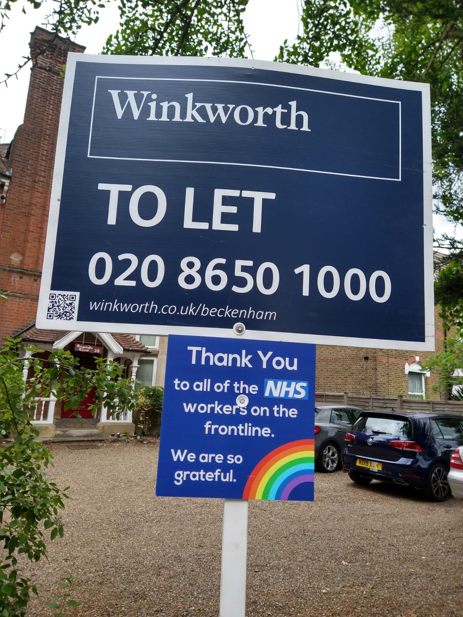 Wow, a friend who is an NHS worker and on maternity leave was sent eviction notice by <a href="/WinkworthUK/">Winkworth</a>, forcing her to look for a new home with a newborn during a pandemic. They've now put this sign up outside her place. Thanking NHS workers by evicting them! Do join <a href="/LDNRentersUnion/">London Renters Union</a>