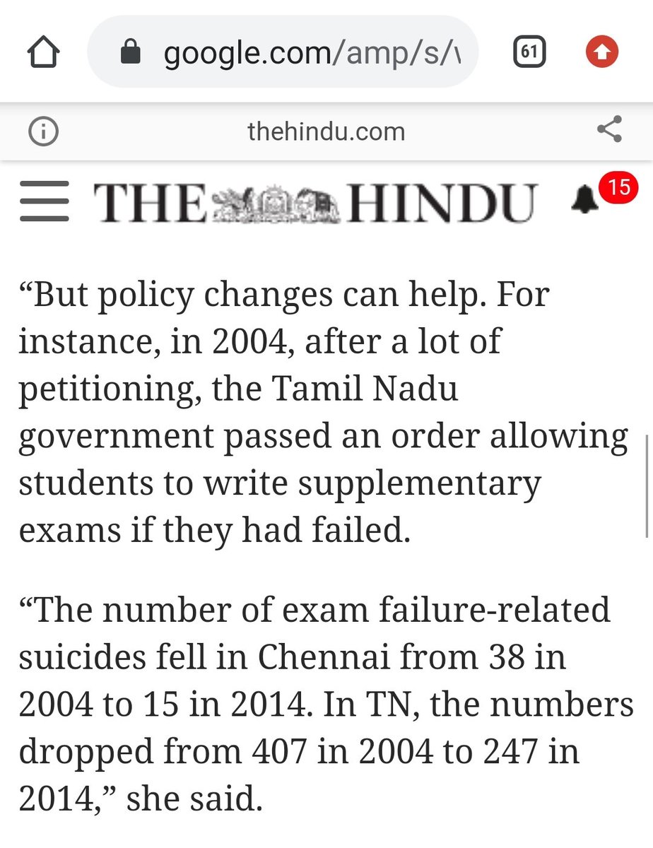 Take children esp 14/15 yr olds. Education stress, Board exams, parental pressure. Important reasons for suicide. What we need is a reform of education system. Like this one below. Education policy changes will have more impact than anything else on young ppl's suicides...7/n