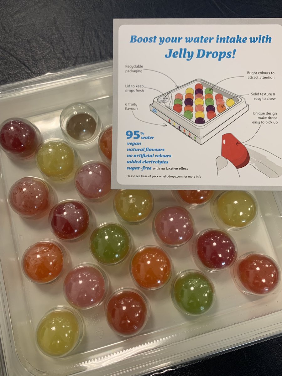 We experienced #JellyDrops today! They’re 95% water and made to maintain #hydration for patients who may not drink enough water e.g. People with #Dementia💧<a href="/UHBTherapy/">UHB Therapy Services</a> <a href="/NualaCullen_94/">Nuala Cullen</a> <a href="/kim_malcolmson/">Kim Bibby RD</a> <a href="/susieduff7/">susan duff 💙</a>