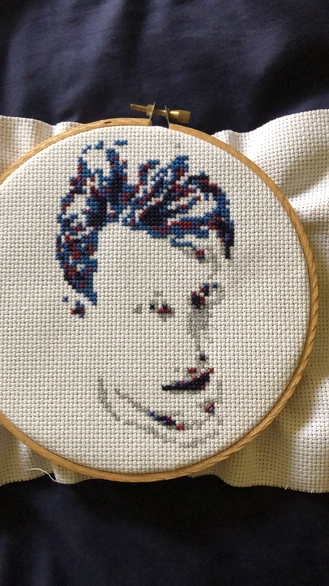 Stitching Erik Johnson Day 3: messed up the placement of his mouth so now I have to tear it all out