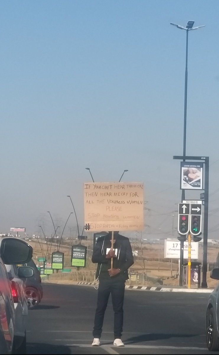 #GBV I saw this gentleman today in Midrand while driving past... Salute to you sir👊❤thank you