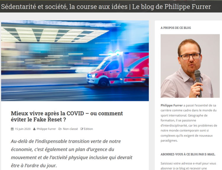 Better life after COVID - or how to avoid the Fake Reset?
Beyond the essential green transition of our economy, it is also an emergency plan for movement and inclusive physical activity that should be on the agenda.
 blogs.letemps.ch/philippe-furre…