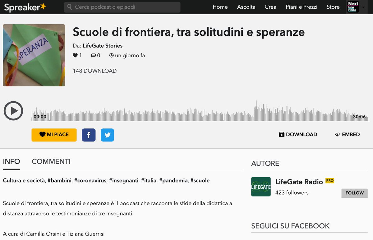 A poche ore dalla maturità un gran bel #podcast racconta con che emozioni e con che difficoltà ci arrivano i ragazzi del 2020 e la grade passione dei loro insegnanti. Un lavoro della nostra <a href="/TGuerrisi/">Tiziana Guerrisi</a> insieme a <a href="/Milliba/">Camilla Orsini</a> per <a href="/lifegate/">LifeGate</a> (anche su <a href="/spreaker/">Spreaker</a>)
bit.ly/2UH4wqk