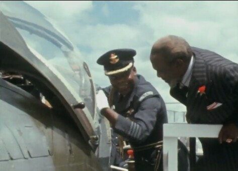 KenyaAirForce1's tweet photo. Another one from our archives.... The then KAF Commander Colonel Dedan Gichuru (now rtd. Maj-Gen) is seen here showing the late President Mzee Jomo Kenyatta the cockpit of the Strikemaster jet. https://t.co/Ei5yxsDcPF