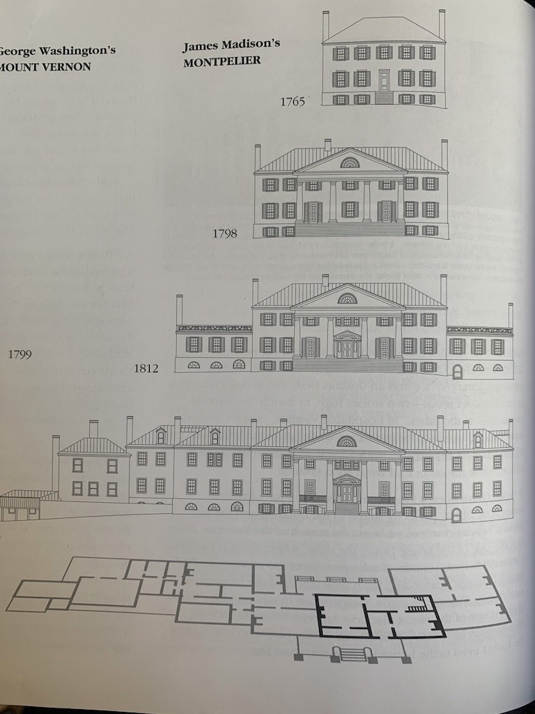 One example, here's how James Madison's house Montpelier evolved over time.1 family -> 2 family -> entertaining guests as President -> ... "all its owners are expressed, beam by beam"Bottom picture shows the original footprint bolded. Remind you of any software you've built?