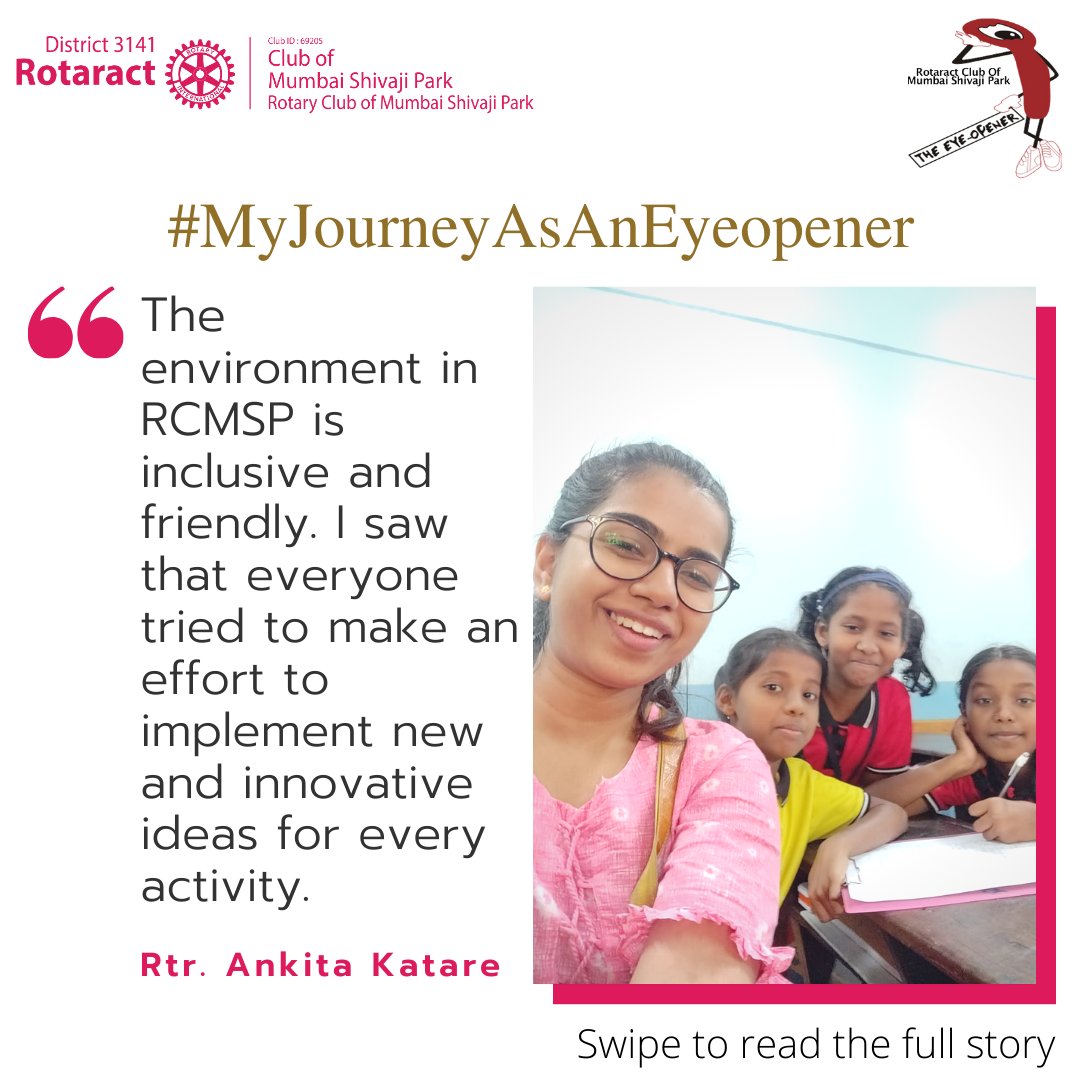 Rotaract_MSP's tweet photo. Rotaractor Ankita Katare sharing her views on #MyJourneyAsAnEyeopener
Click on the images below to read the full story!
.
#rotaract #rotary #rid3141 #rcmsp #rotaractmsp #rotaryinternational #rotaractclubofmumbaishivajipark #MyStory https://t.co/mSubMHu9yV