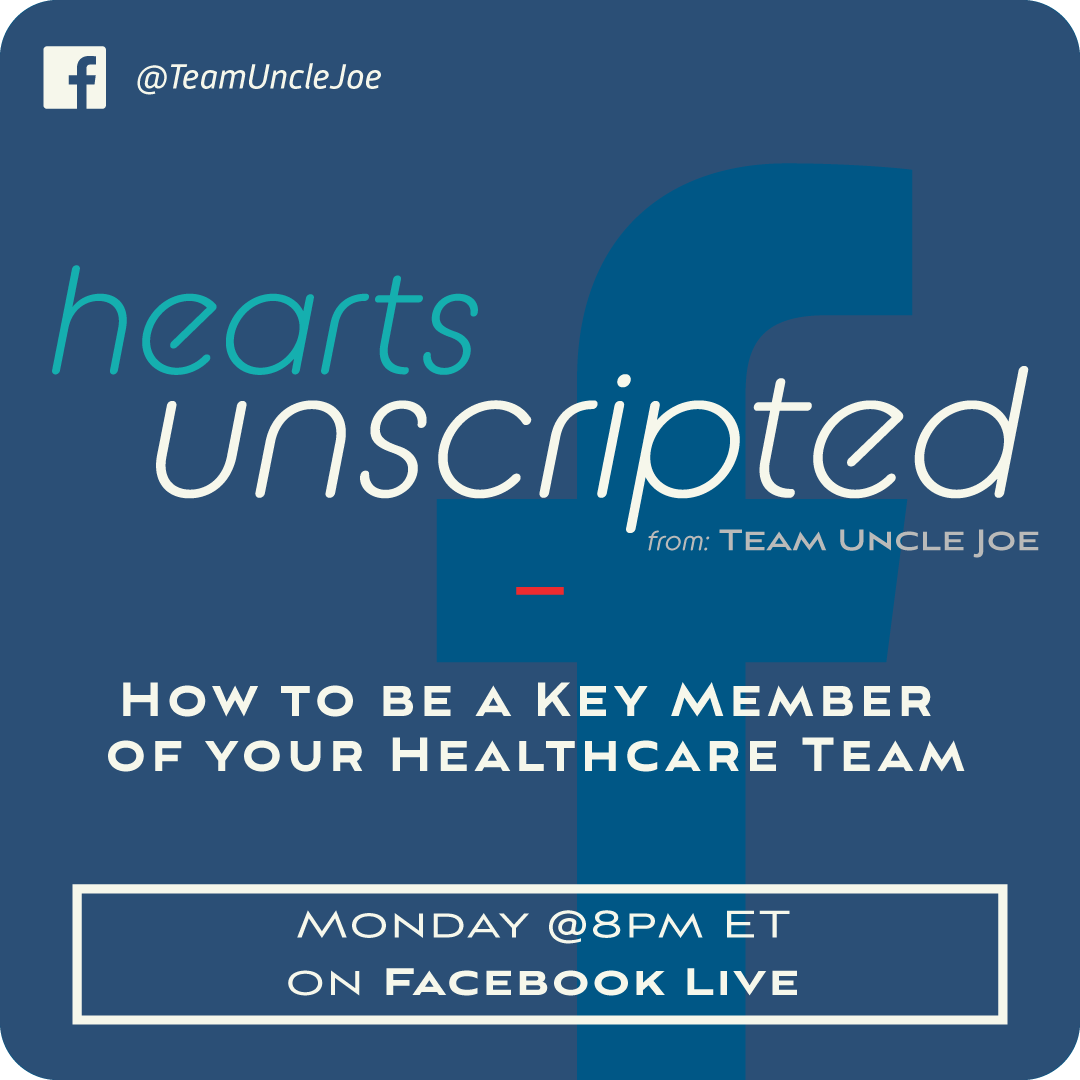 TeamUncleJoe's tweet photo. Join us tonight for Hearts Unscripted 3.0 on Facebook Live at 8 pm ET. We will be discussing some of the ways to become a key member of your healthcare team.
#CHD #1in100 #ACHD #CHDAwareness #NavigatingCHD #TeamUncleJoe https://t.co/aaOXpqYVJ5