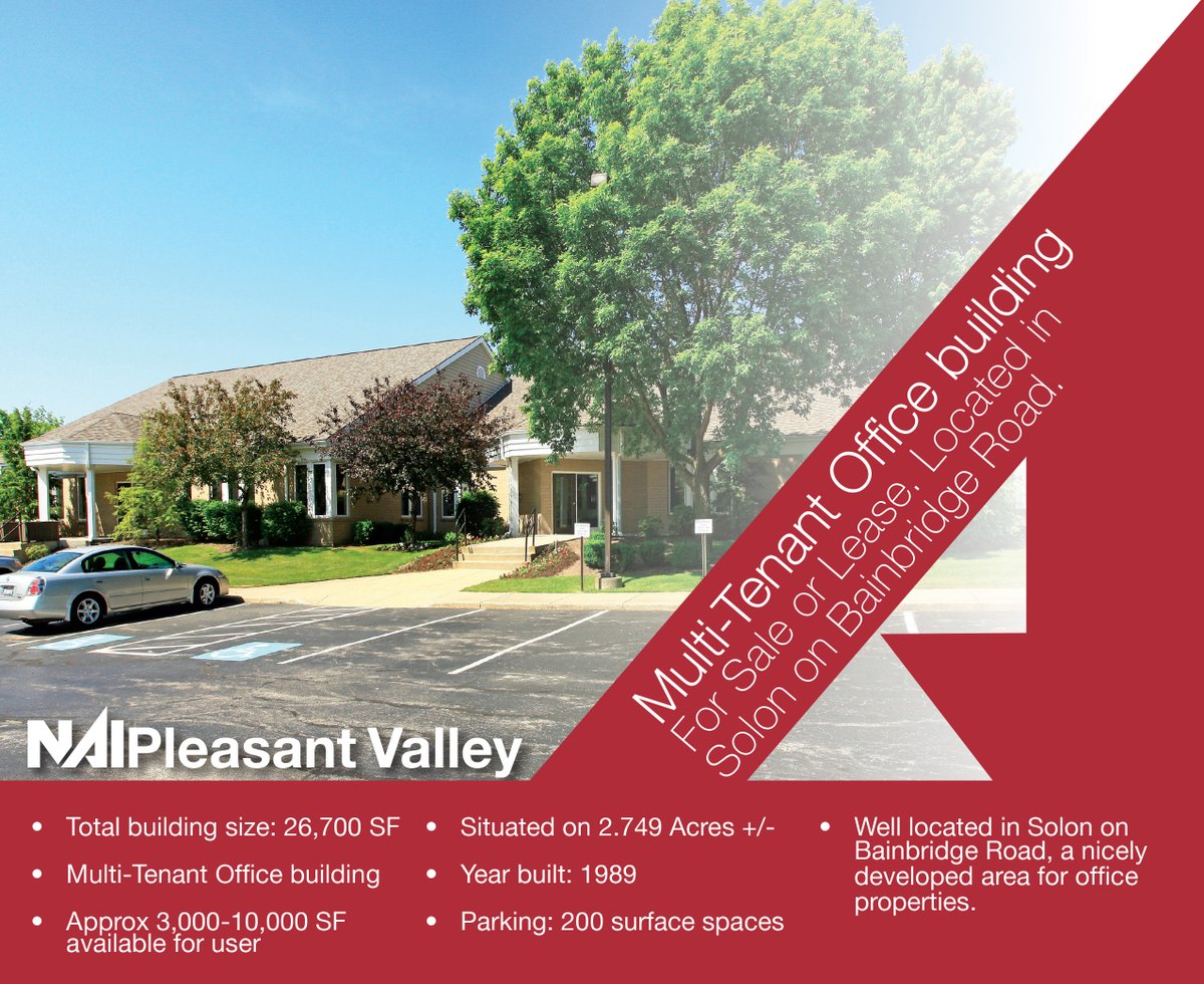 Multi-Tenant Office Building in Solon, OH available for sale or lease. Contact <a href="/GerilynGleason/">Gerilyn Gleason, CCIM</a> 216 455 0916 ggleason@naipvc.com  daus.astroapplications.com/Core/GetProper…