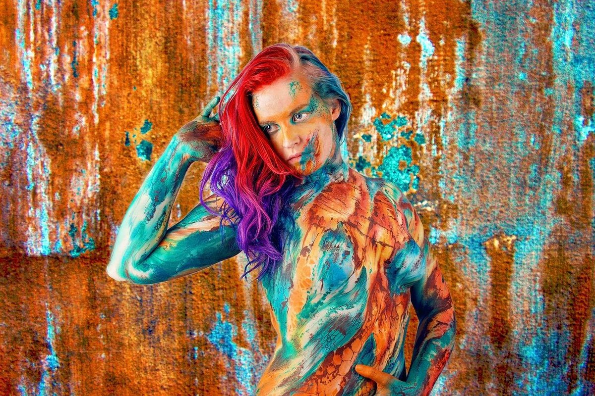 Body painting "Textures" by Jenny Marquis Image by #TonyCooneyphotography
#model #StephKiddle
#Rust #teal