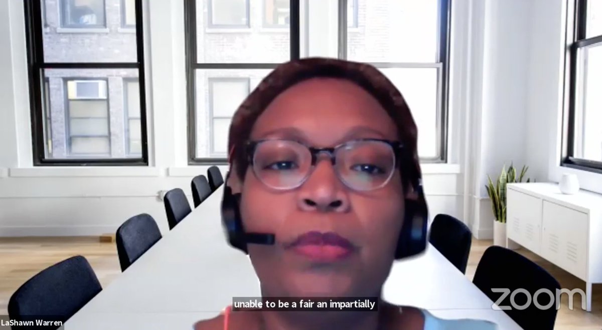 Screenshot of our executive vice president LaShawn Warren speaking at the digital rally, dialed in via Zoom.